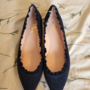 KATE SPADE DENIM RUFFLE FLATS SZ 8